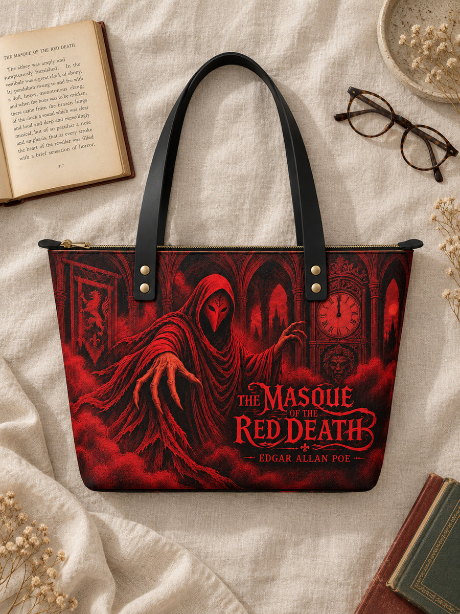 "The Masque Of The Red Death" Leather Tote Bag