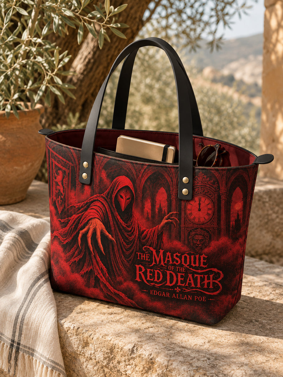 "The Masque Of The Red Death" Leather Tote Bag
