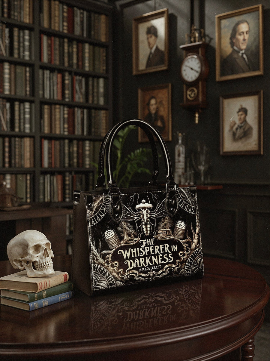"The Whisperer In Darkness" - Black Interior - Small Leather Handbag