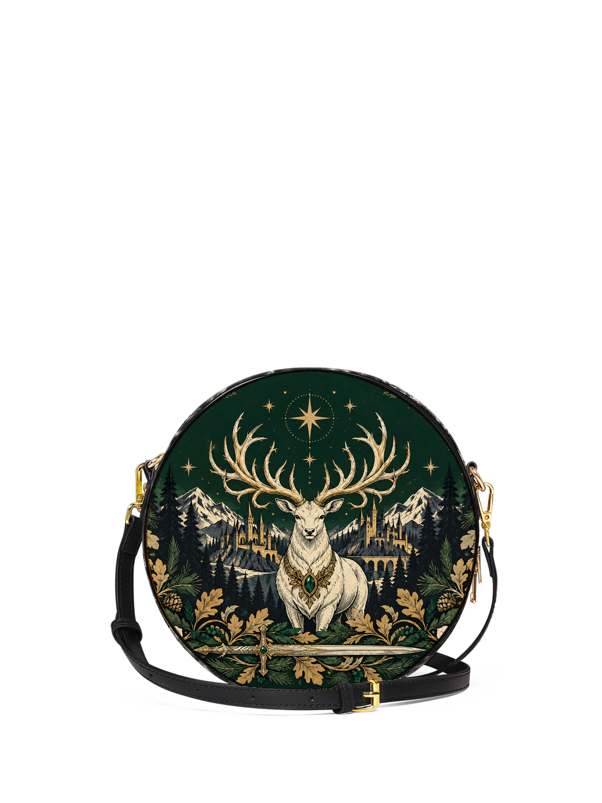 "The White Stag" Northern Court Circle Crossbody Bag