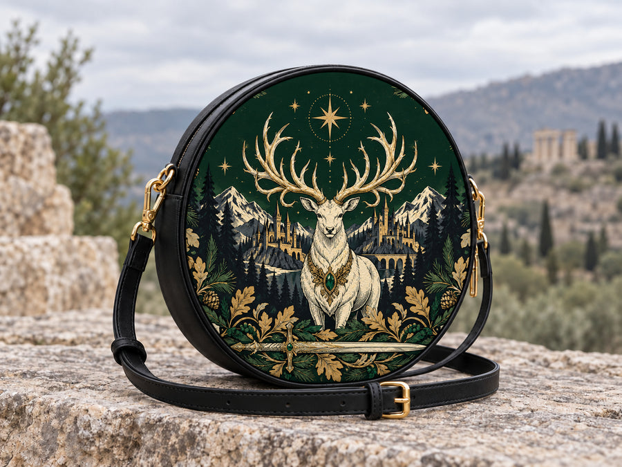 "The White Stag" Northern Court Circle Crossbody Bag