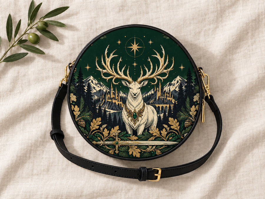 "The White Stag" Northern Court Circle Crossbody Bag