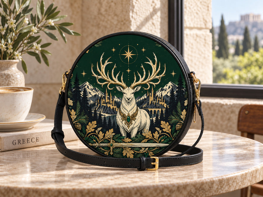 "The White Stag" Northern Court Circle Crossbody Bag