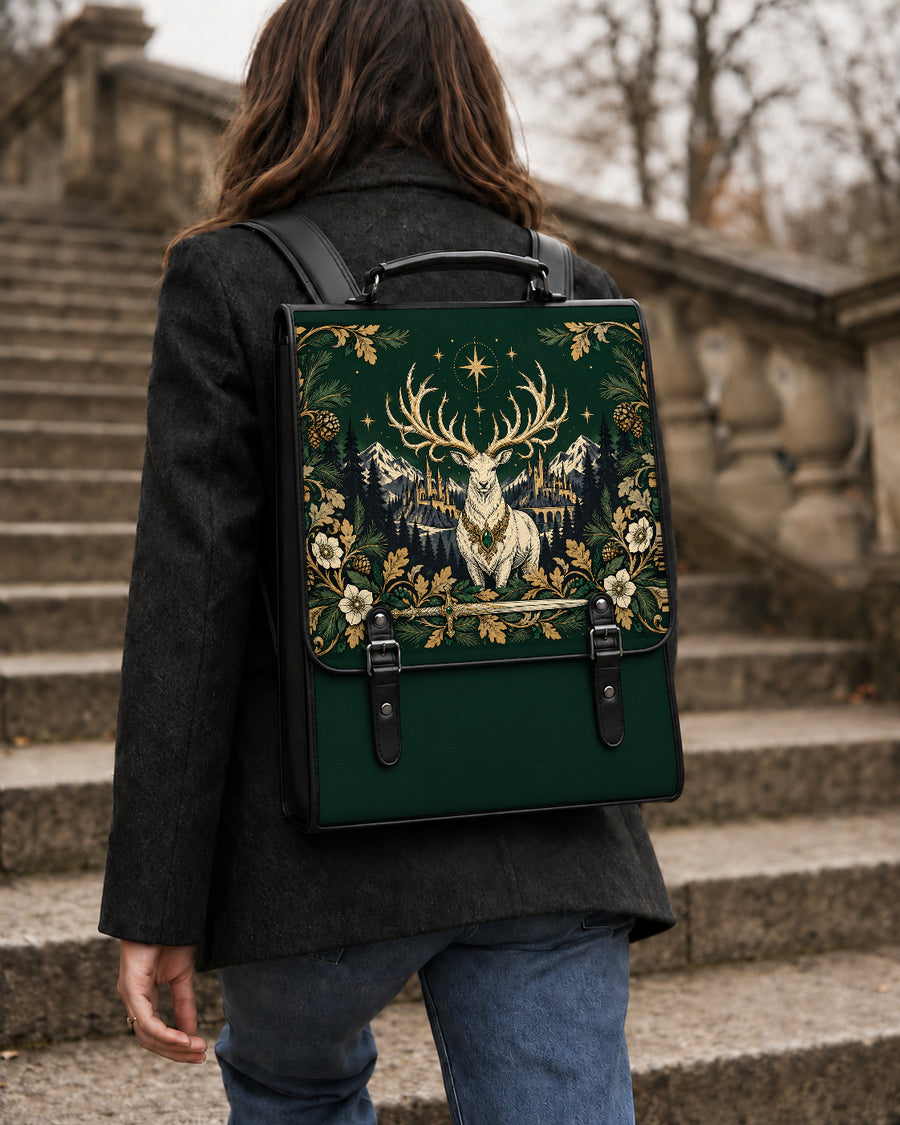 "The White Stag" Northern Court Leather Backpack