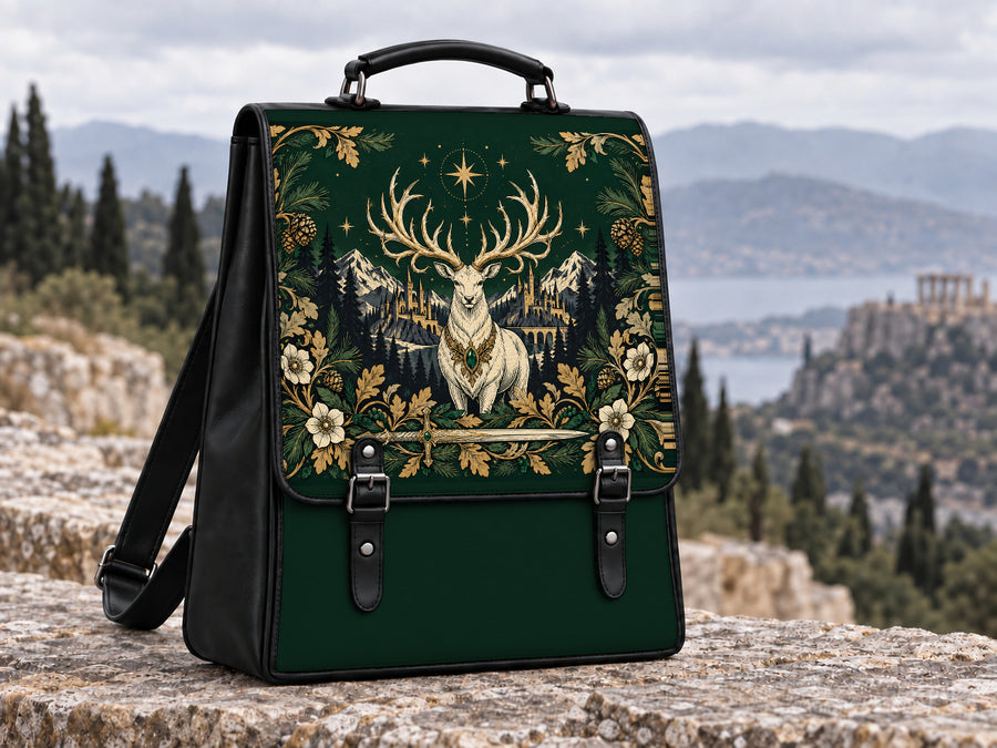 "The White Stag" Northern Court Leather Backpack
