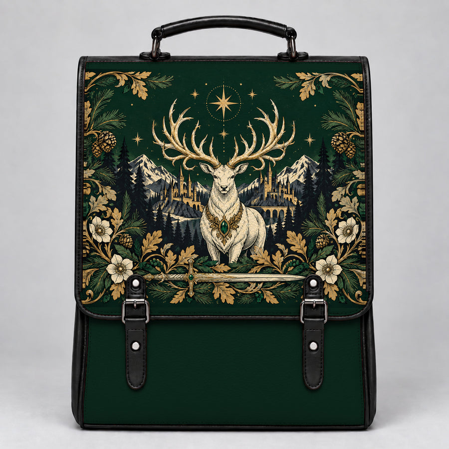"The White Stag" Northern Court Leather Backpack
