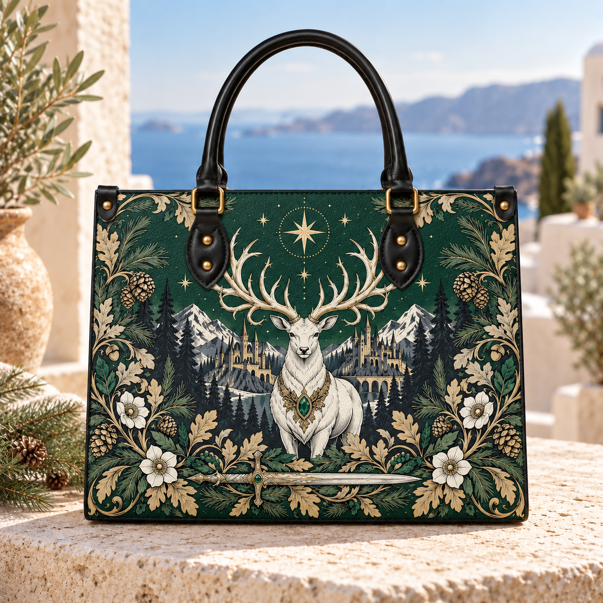 "The White Stag" Northern Court Leather Handbag