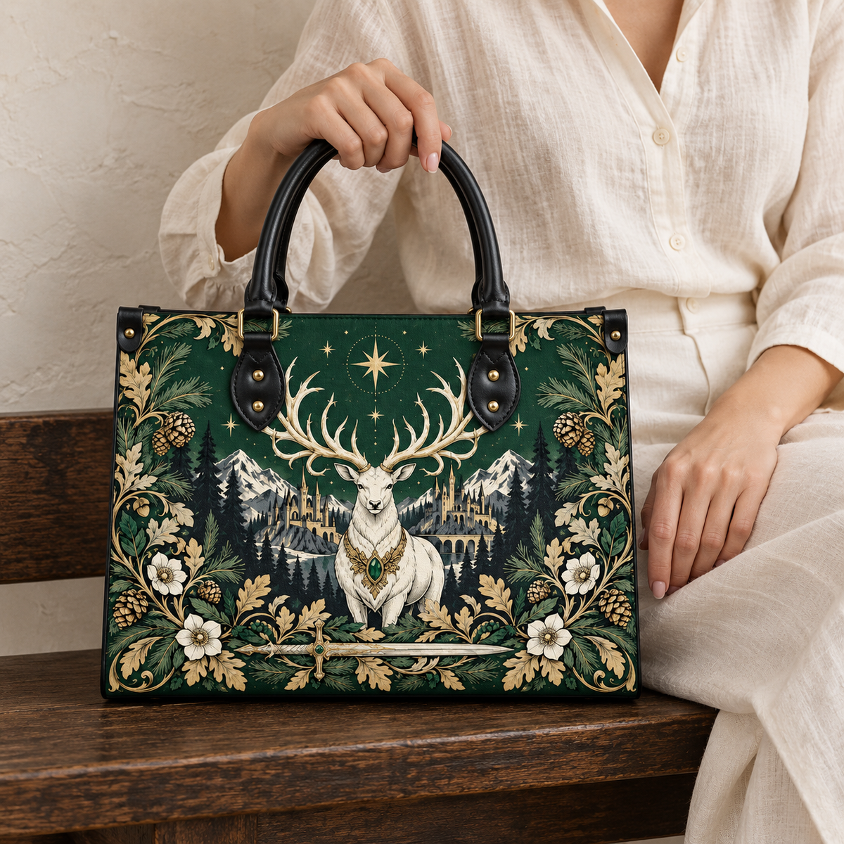 "The White Stag" Northern Court Leather Handbag