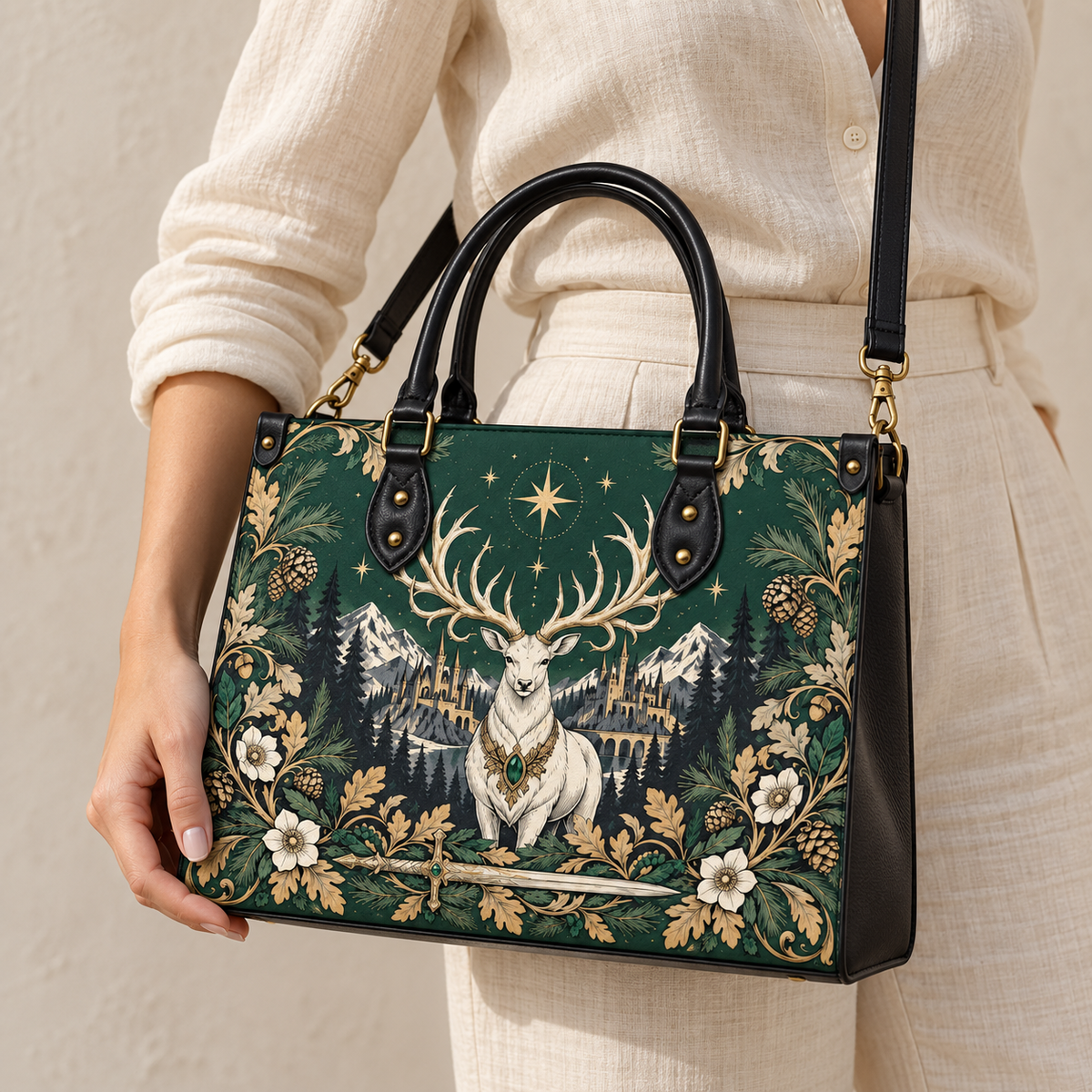 "The White Stag" Northern Court Leather Handbag