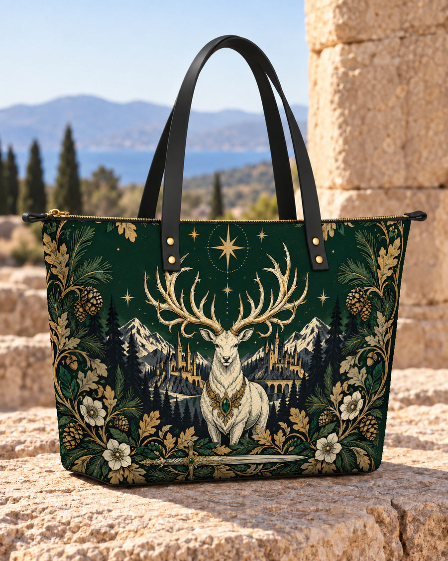 "The White Stag" Northern Court Leather Tote Bag
