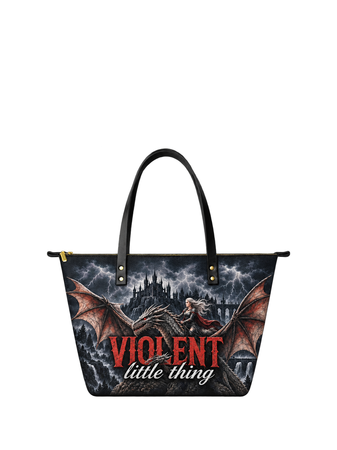 "Violent Little Thing" Dragon Rider Leather Tote Bag