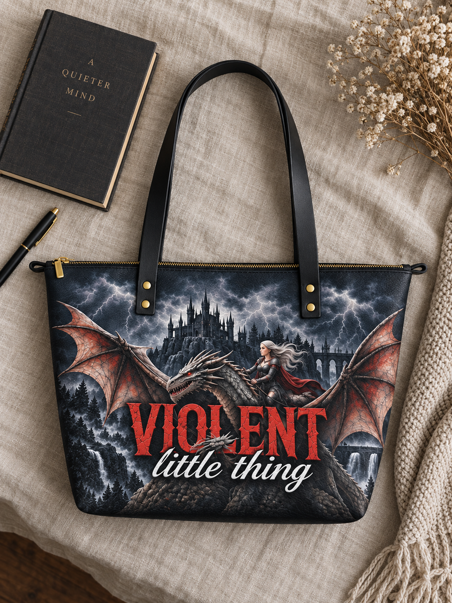 "Violent Little Thing" Dragon Rider Leather Tote Bag