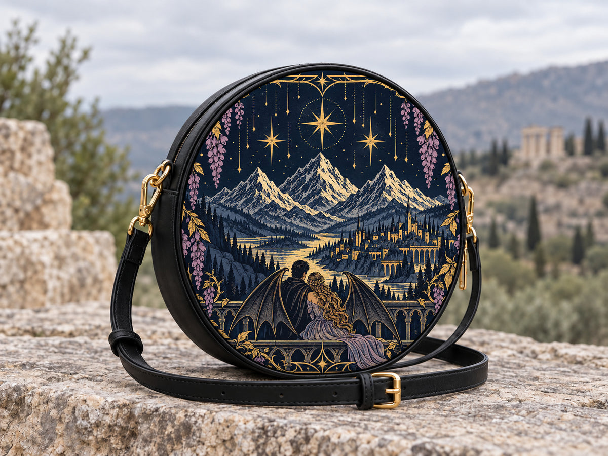 "Wisteria Balcony" Winged Lovers Circle Crossbody Bag