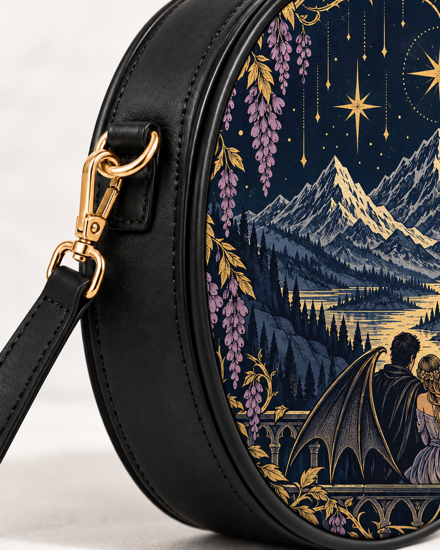 "Wisteria Balcony" Winged Lovers Circle Crossbody Bag