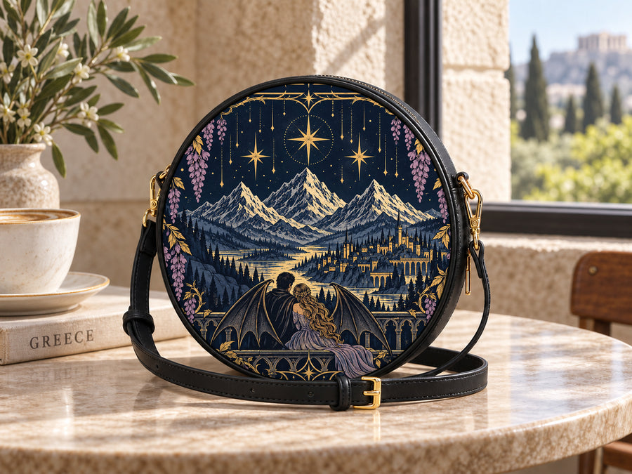 "Wisteria Balcony" Winged Lovers Circle Crossbody Bag