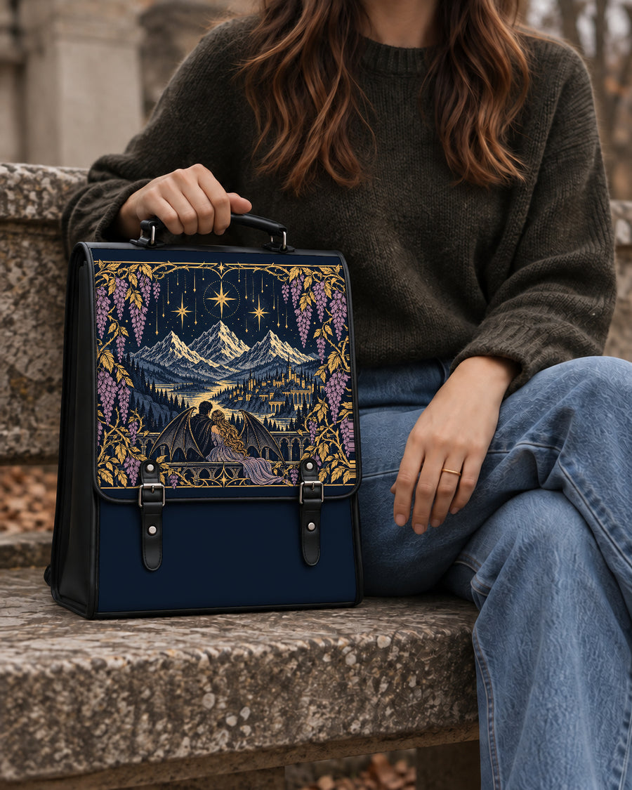 "Wisteria Balcony" Winged Lovers Leather Backpack