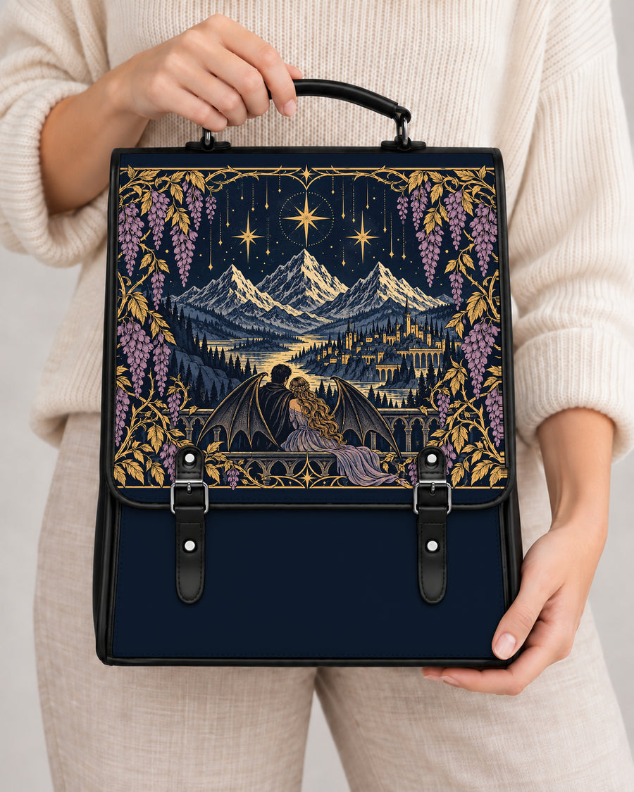 "Wisteria Balcony" Winged Lovers Leather Backpack
