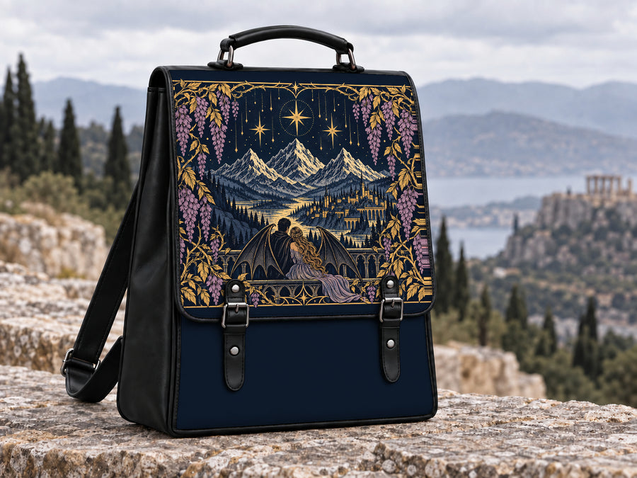 "Wisteria Balcony" Winged Lovers Leather Backpack