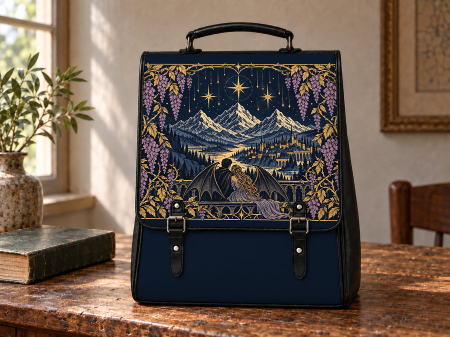"Wisteria Balcony" Winged Lovers Leather Backpack