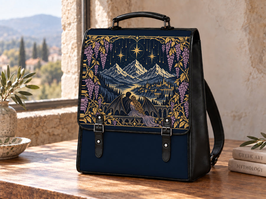 "Wisteria Balcony" Winged Lovers Leather Backpack