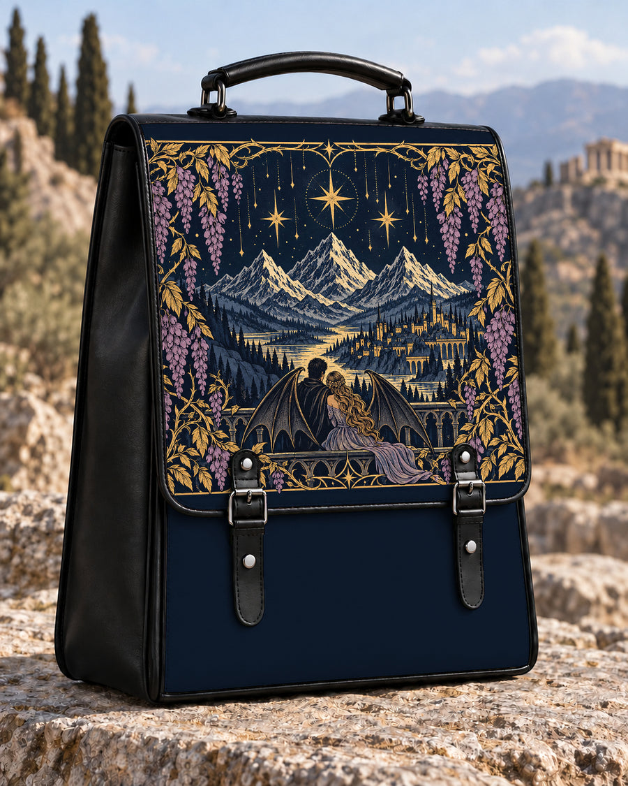 "Wisteria Balcony" Winged Lovers Leather Backpack