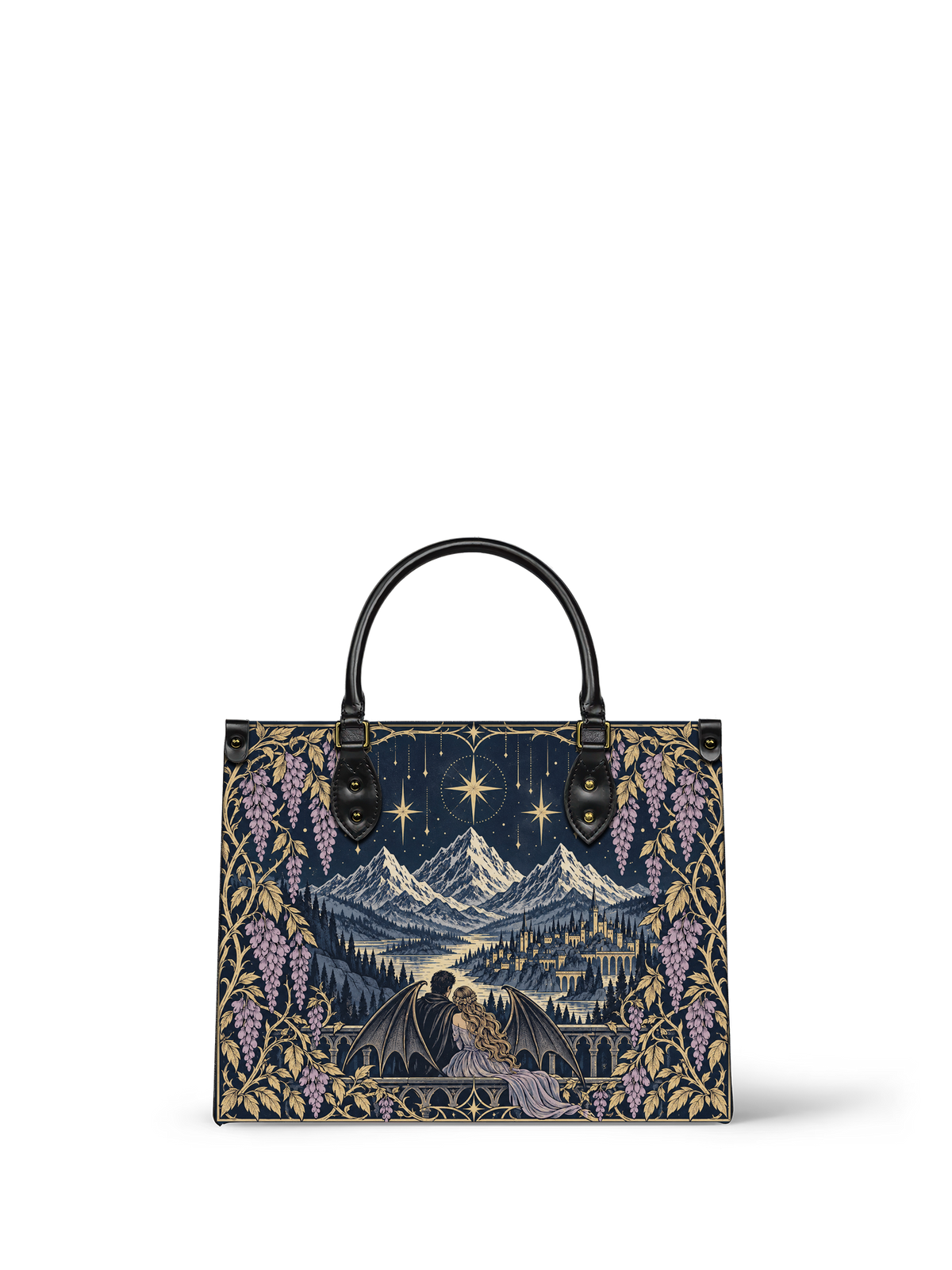"Wisteria Balcony" Winged Lovers Leather Handbag