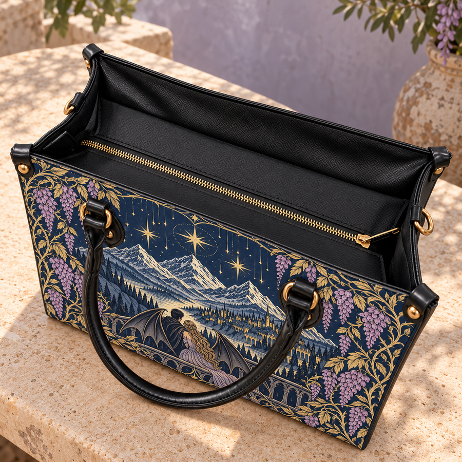 "Wisteria Balcony" Winged Lovers Leather Handbag