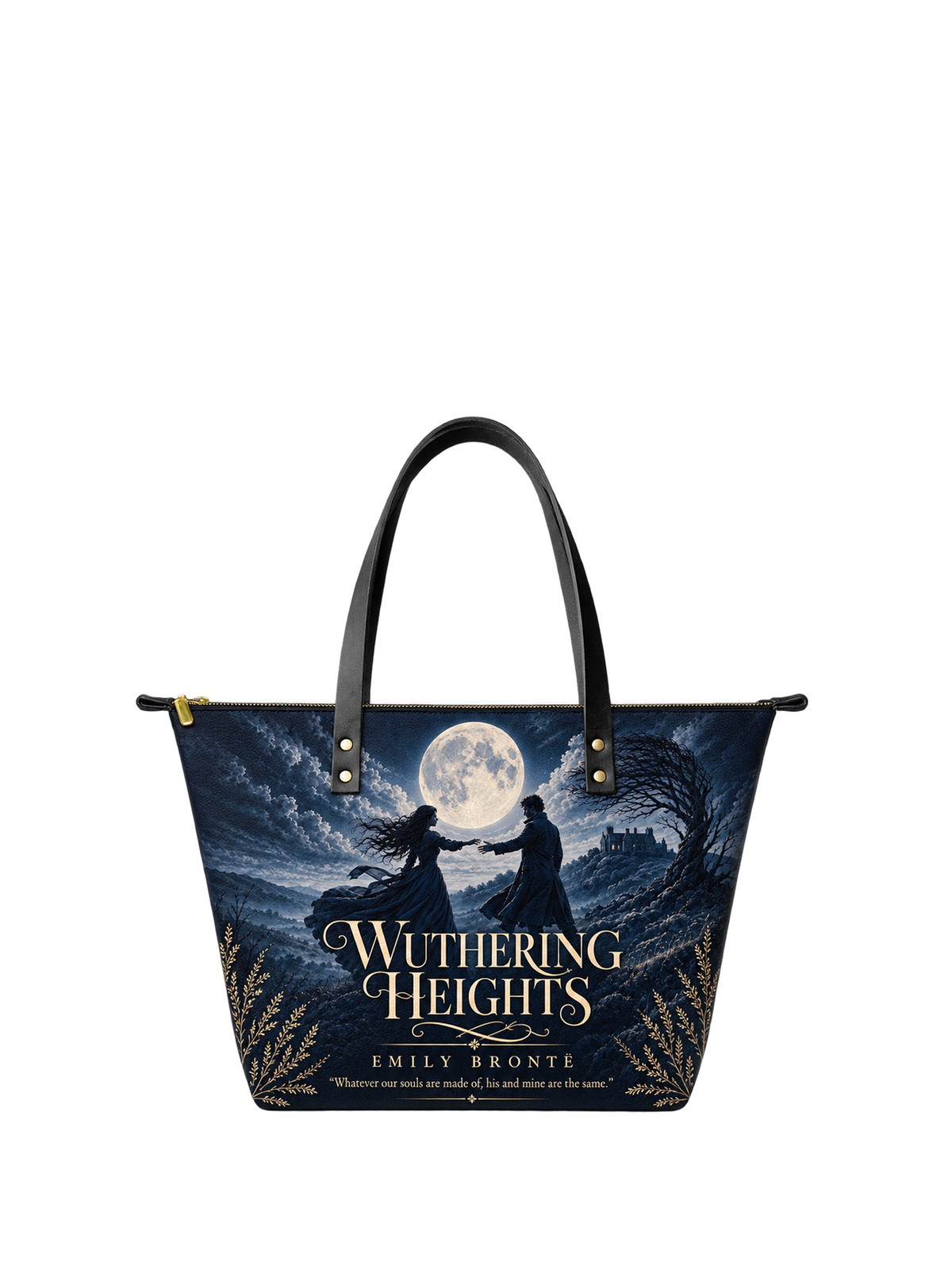 "Wuthering Heights" Windswept Moors Leather Tote Bag